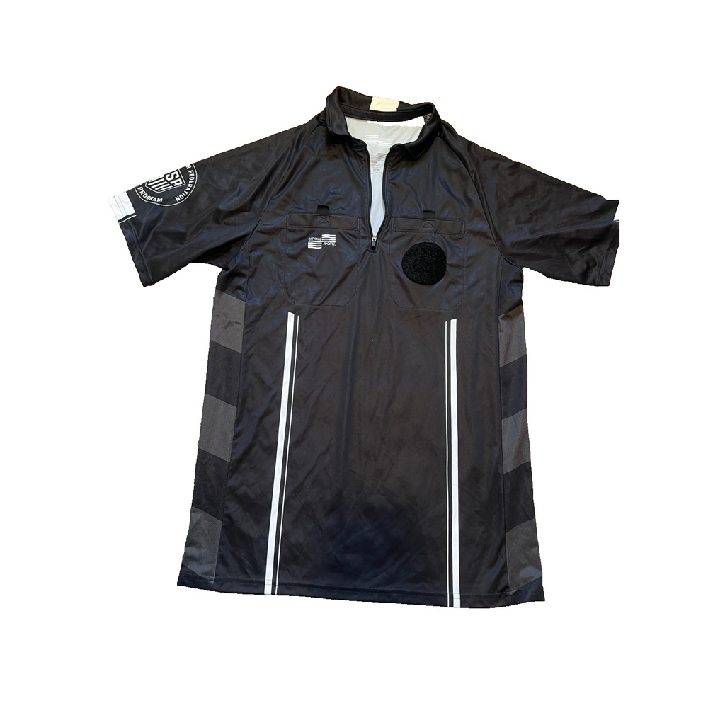 Official Sports USSF Soccer Jersey Men's Medium Short Sleeve Black Futbol Polo
